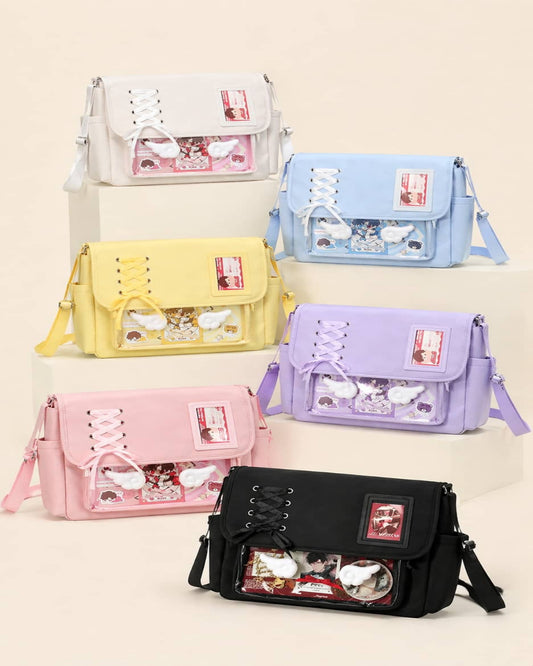 Itamoon Lace-Up Kawaii Ita Bag – Cute Clear Window Shoulder Bag