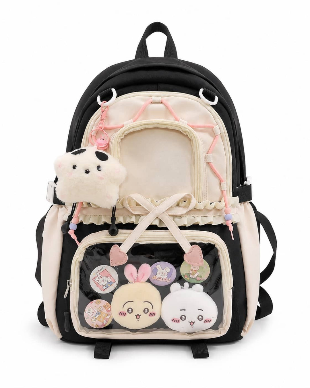 Itamoon Ita Bag Backpack – Cute Kawaii Lace-Up Double Clear Window Backpack
