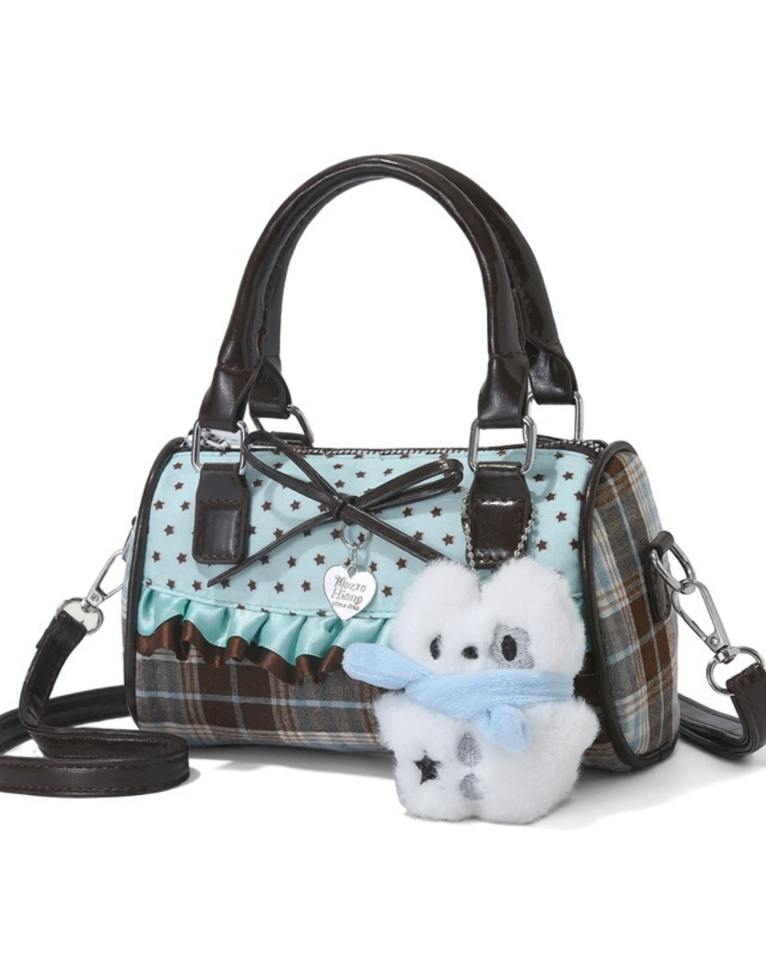 Itamoon Kawaii Star Plaid Mini Boston Bag