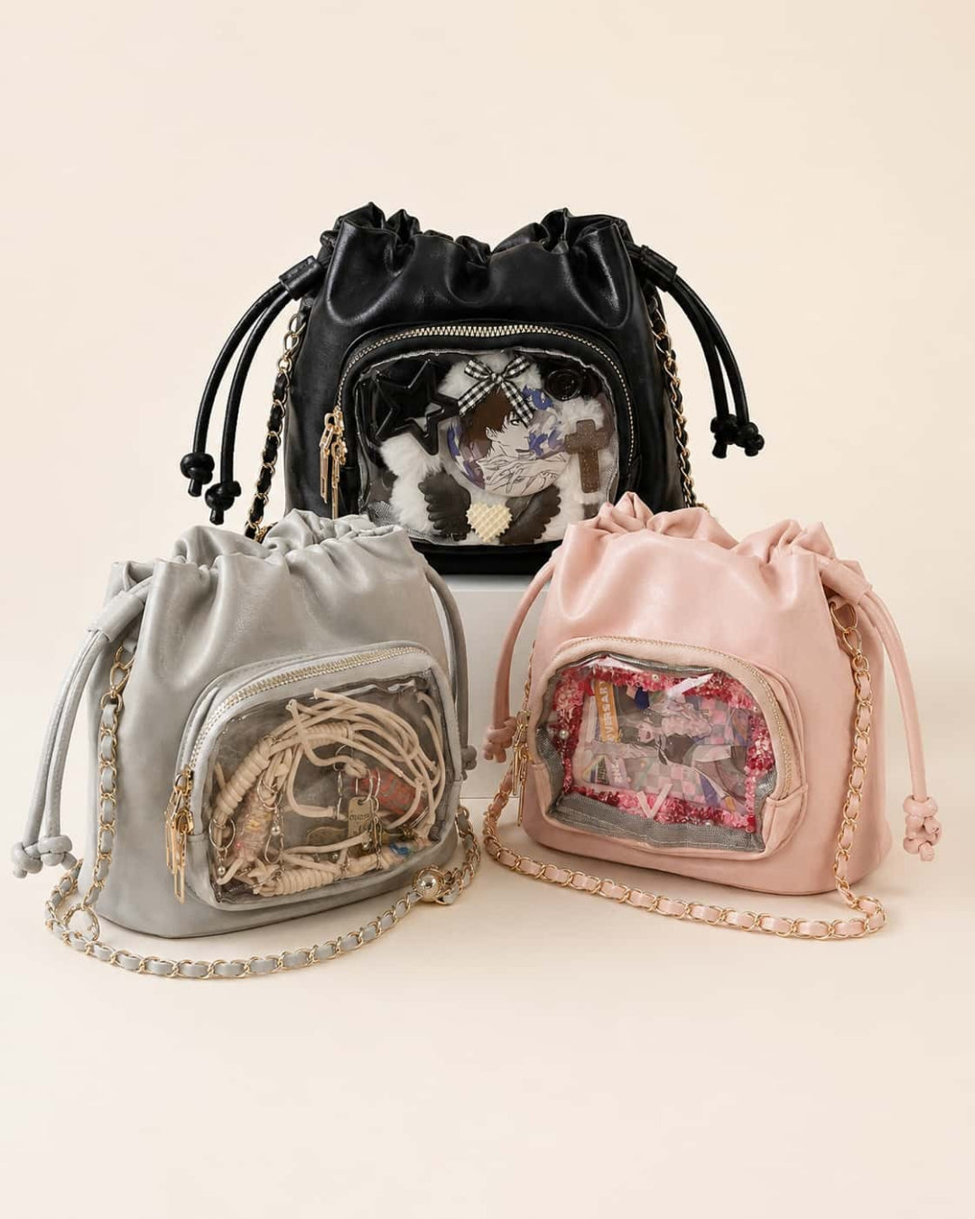 Itamoon Ita Bag – Cute Kawaii Drawstring Clear Window Bucket Bag