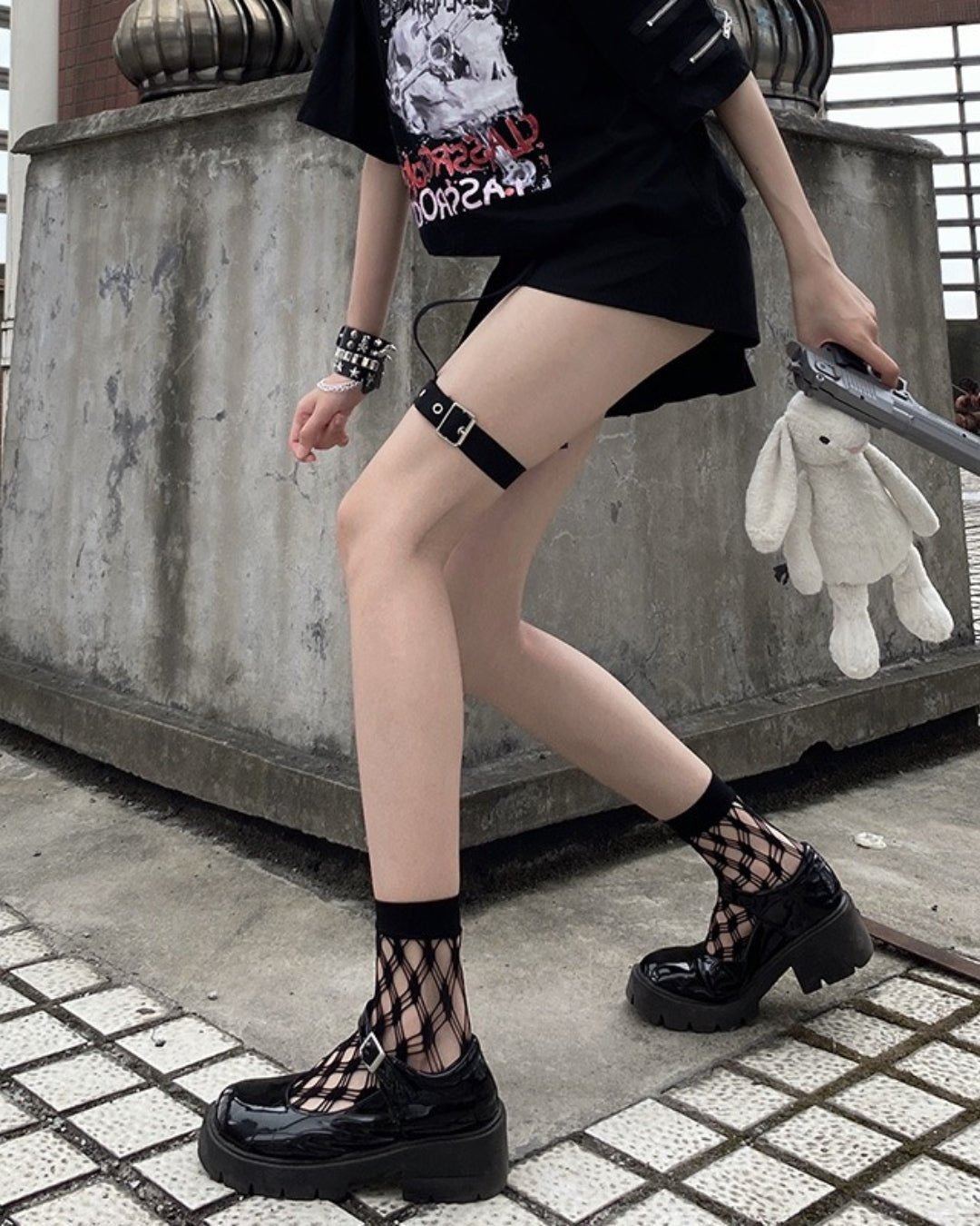 5 Pairs GyaruLab Geometric Fishnet Ankle Socks - GyaruLab
