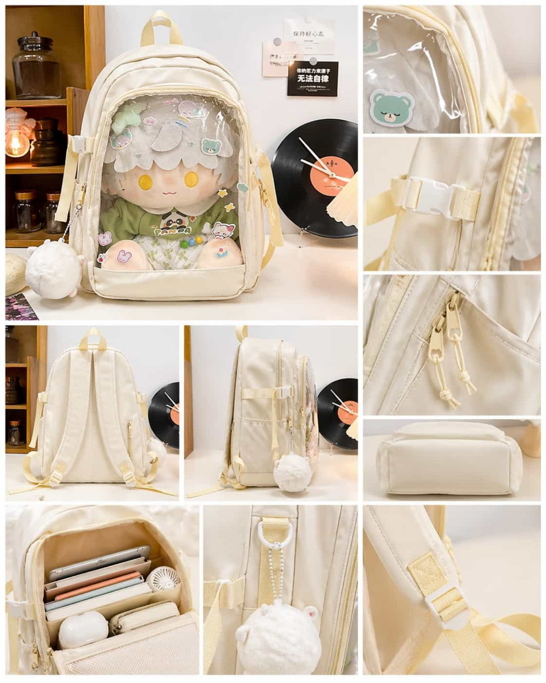 Itamoon Kawaii Ita Bag Backpack – Cute Clear Window Pin Display Backpack