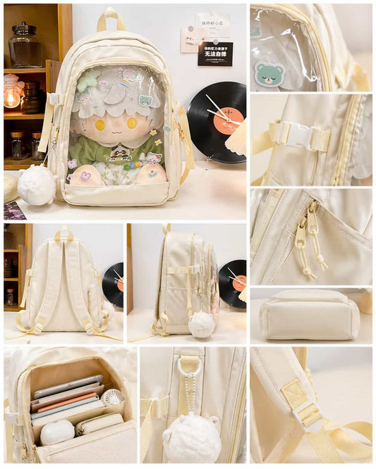 Itamoon Kawaii Ita Bag Backpack – Cute Clear Window Pin Display Backpack