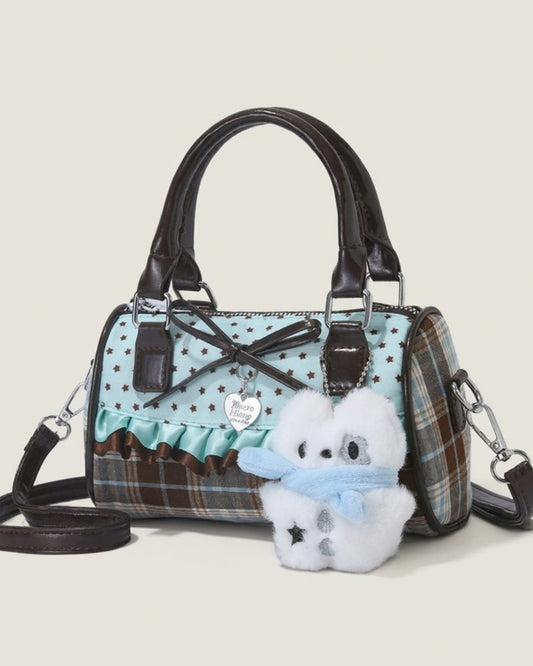 Itamoon Kawaii Star Plaid Mini Boston Bag