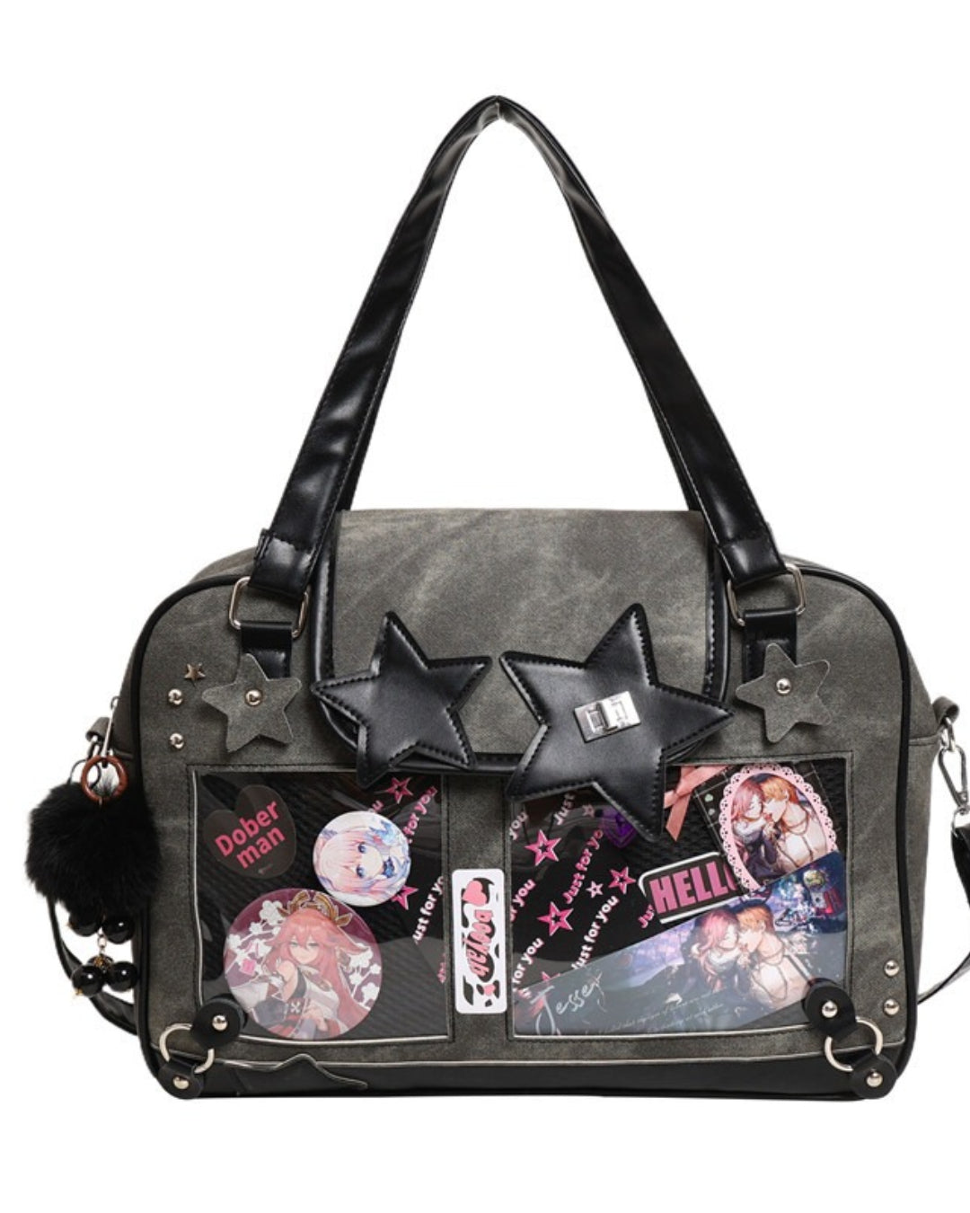 Itamoon Star Detail Ita Bag with Clear Display Pocket Shoulder Bag