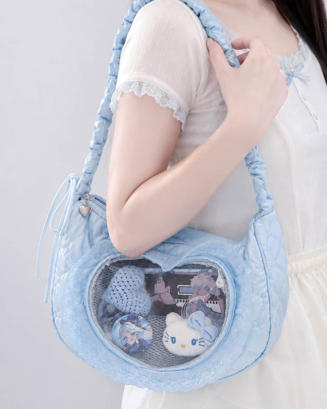 Itamoon Ita Bag – Cute Kawaii Ruffle Crescent Clear Window Shoulder Bag