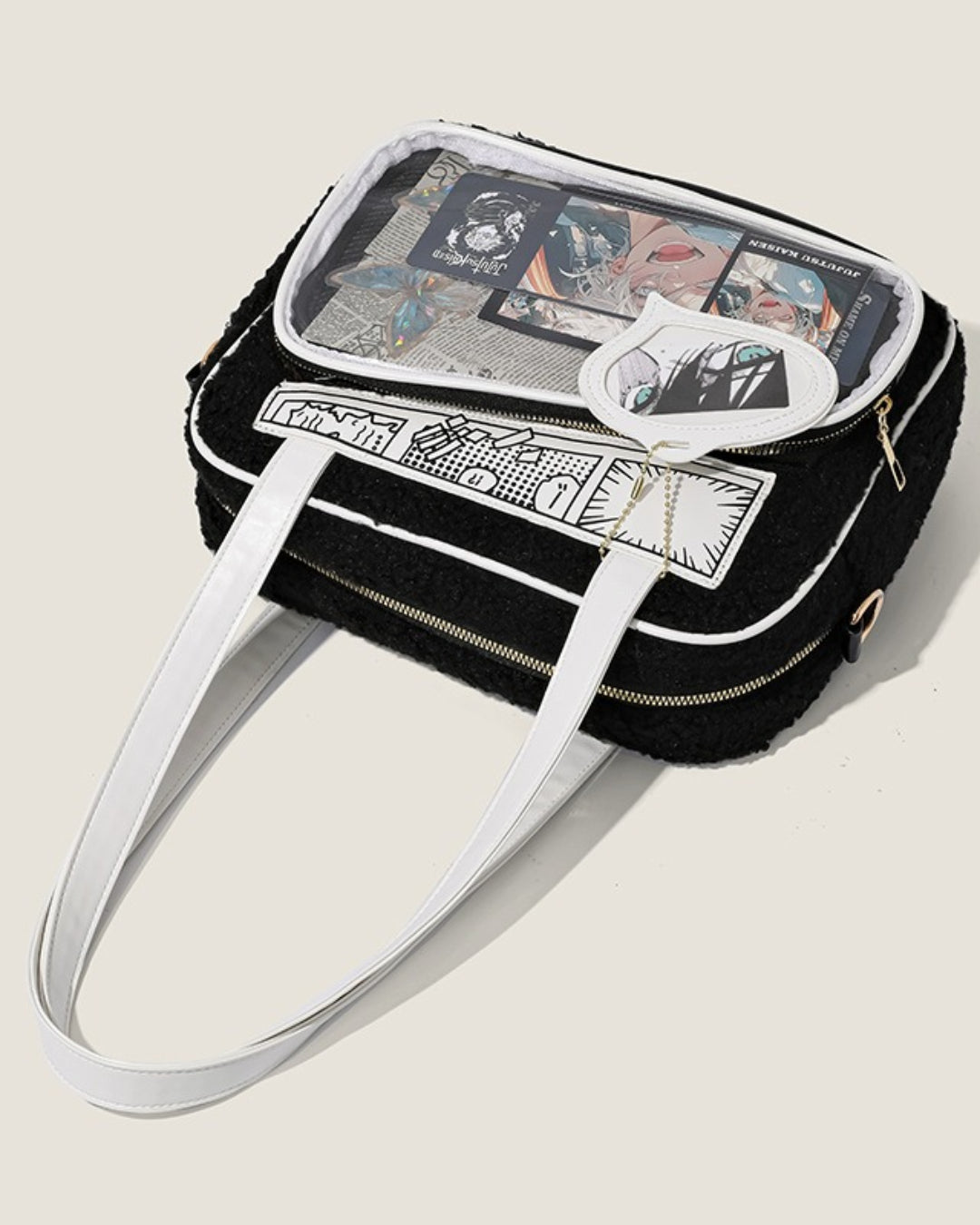 Itamoon Cute Fuzzy Ita Bag Black