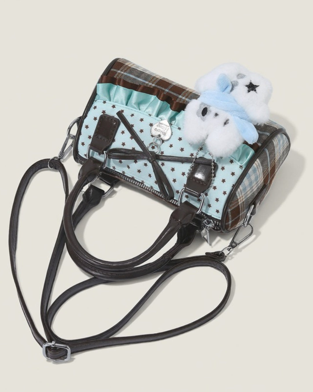 Itamoon Kawaii Star Plaid Mini Boston Bag