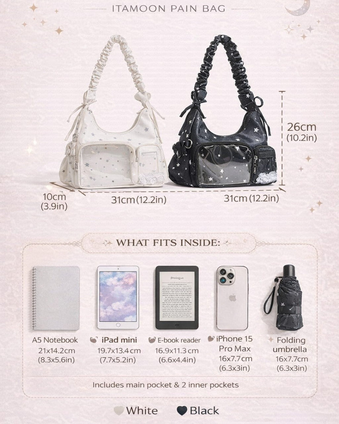 Itamoon Star Print Ita Bag Multi Pocket