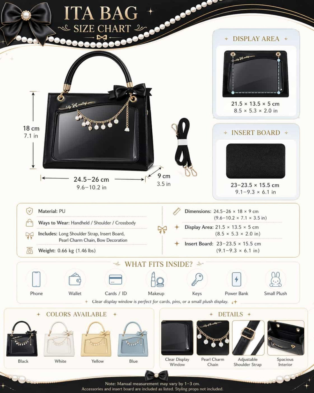 Itamoon Lily of the Valley Pearl Bow Ita Bag Handbag