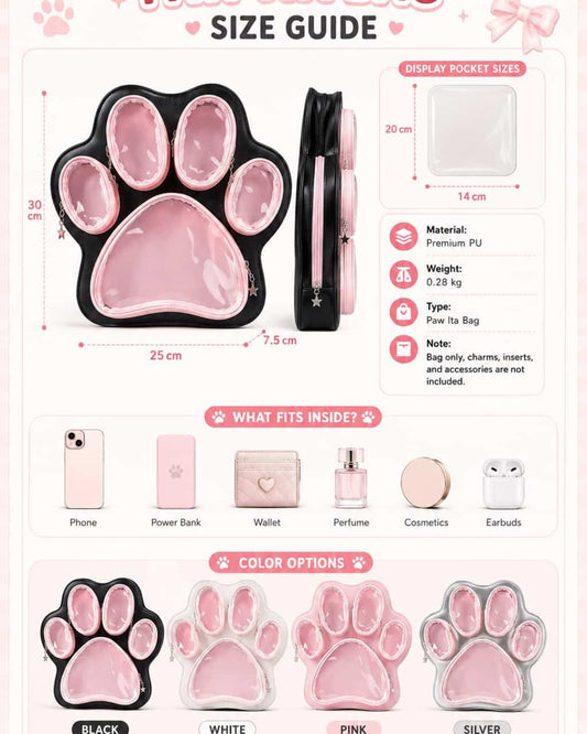 Itamoon Ita Bag – Cute Kawaii Paw Clear Window Display Bag