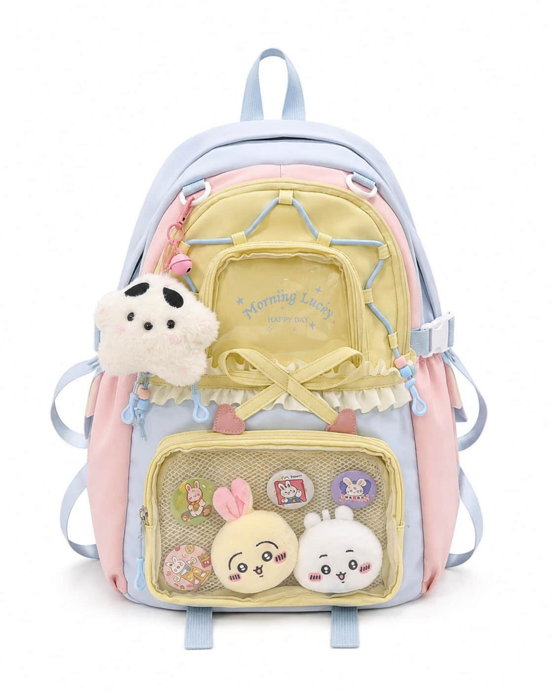 Itamoon Ita Bag Backpack – Cute Kawaii Lace-Up Double Clear Window Backpack