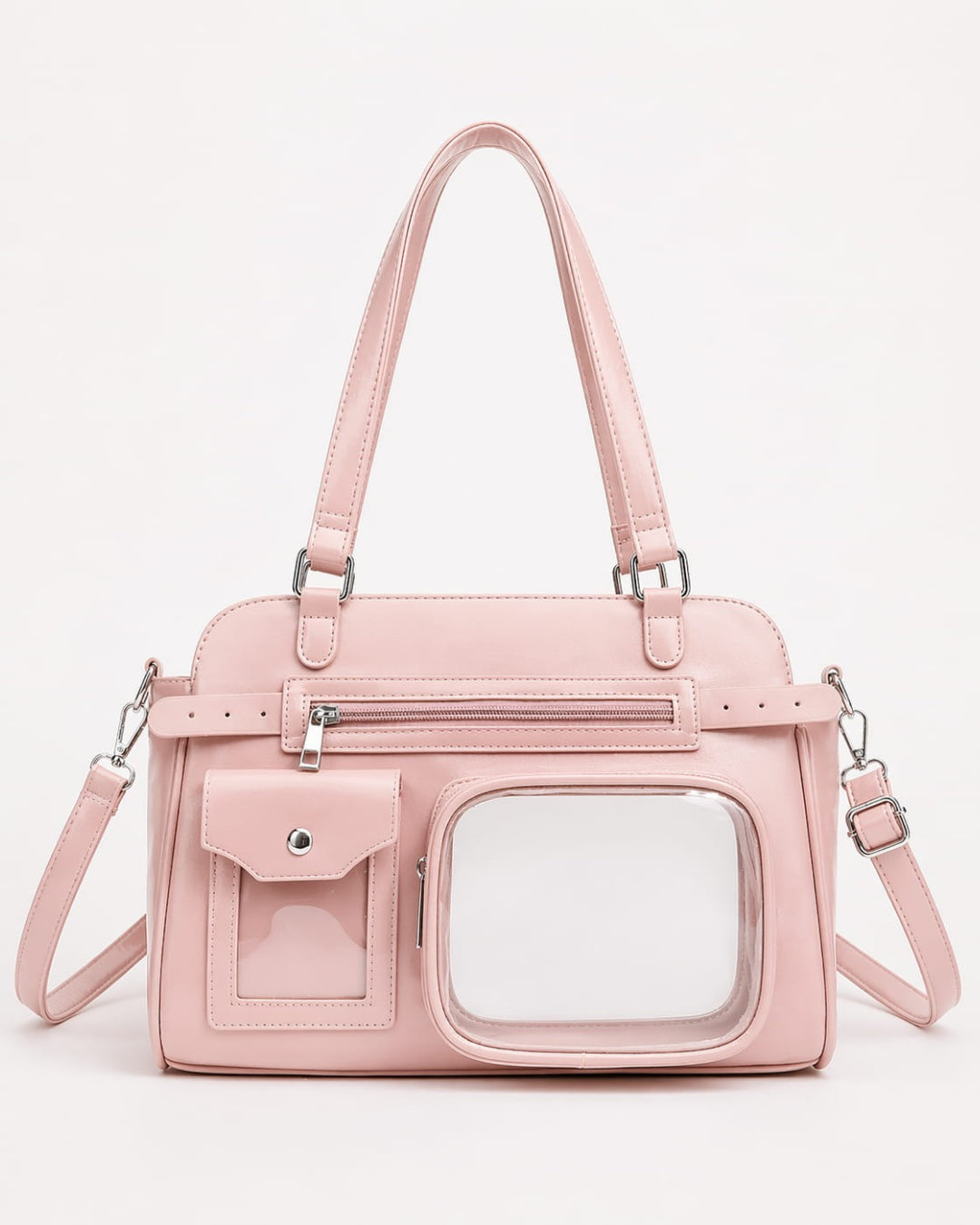 Itamoon Vintage Glossy Ita Bag Handbag with Clear Display Pockets