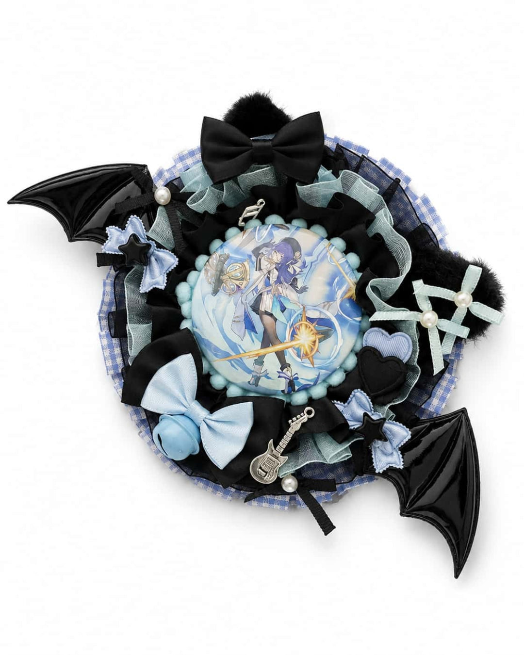 Itamoon Holder – Gothic Bat Wing Ita Badge Rosette