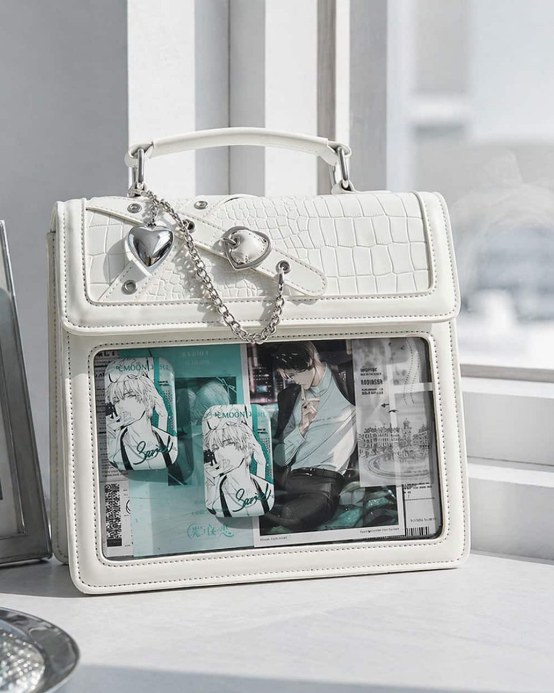 Itamoon Croc Embossed Kawaii Ita Bag with Clear Display Window