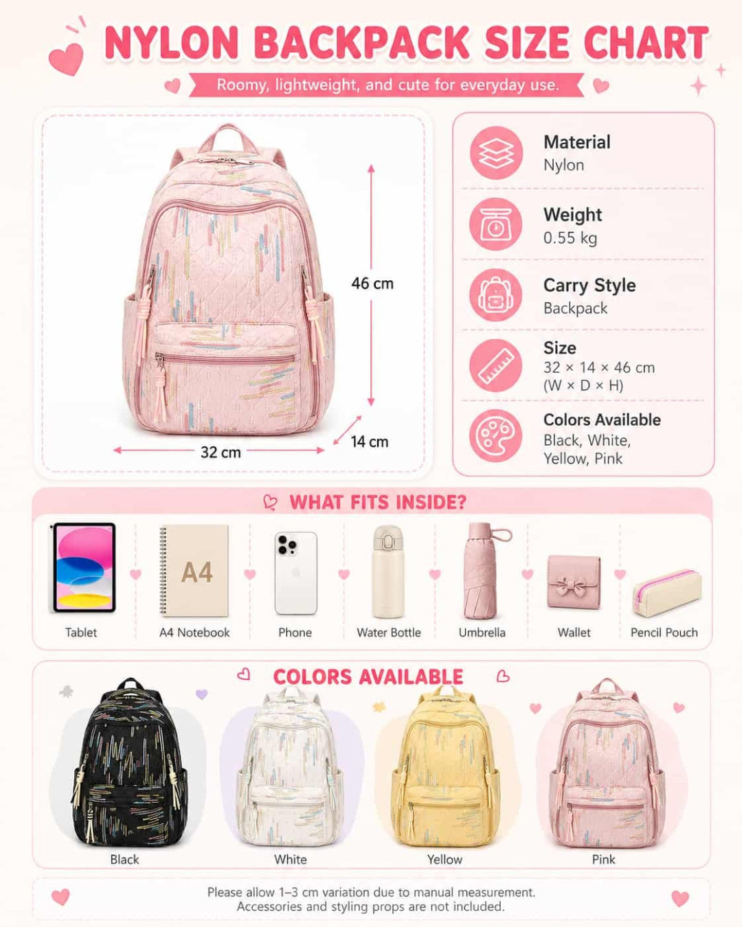 Itamoon Ita Bag – Cute Kawaii Embroidered Nylon Backpack