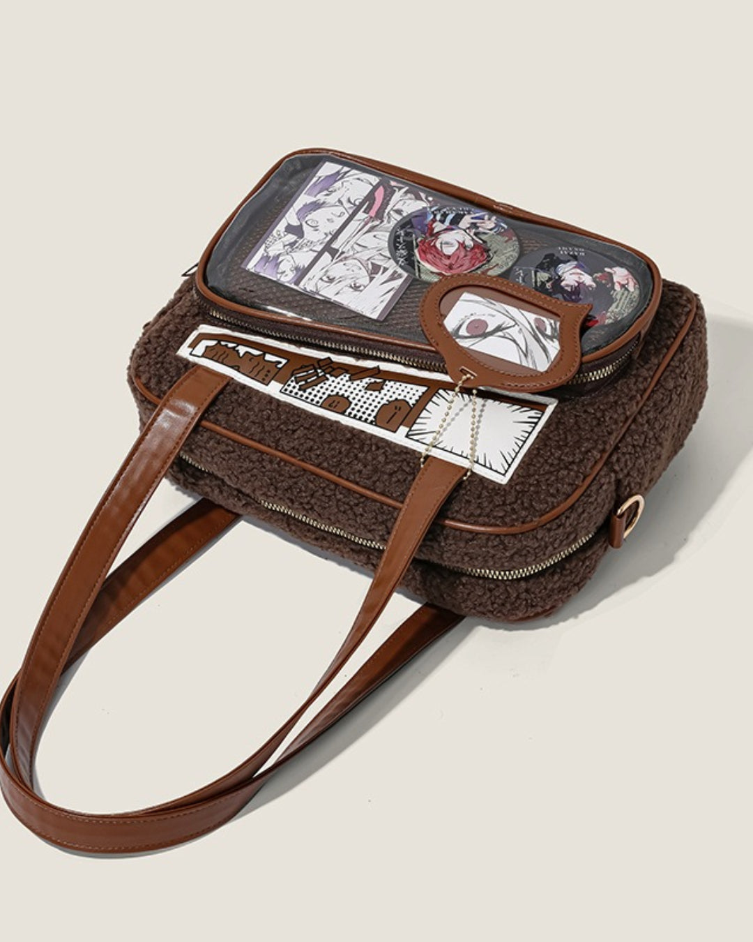 Itamoon Cute Fuzzy Ita Bag Brown