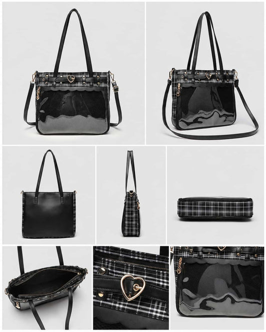 Itamoon Plaid Ita Bag Tote – Clear Window Shoulder Bag