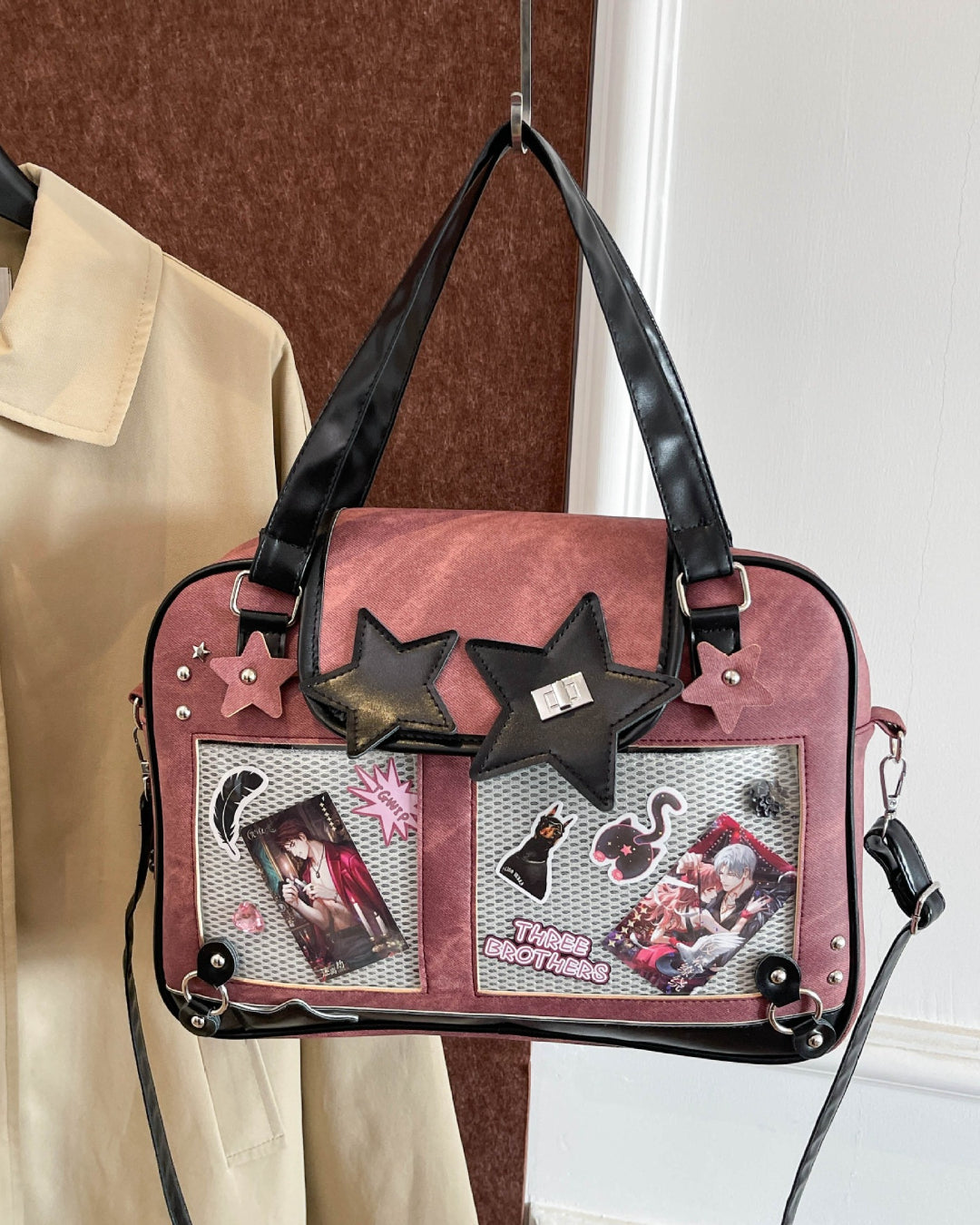 Itamoon Star Detail Ita Bag with Clear Display Pocket Shoulder Bag