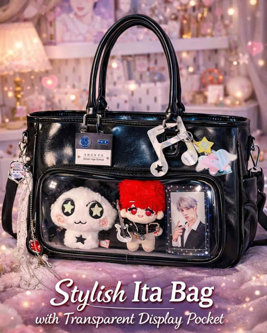 Itamoon Large Kawaii Ita Bag Tote with Clear Display Window