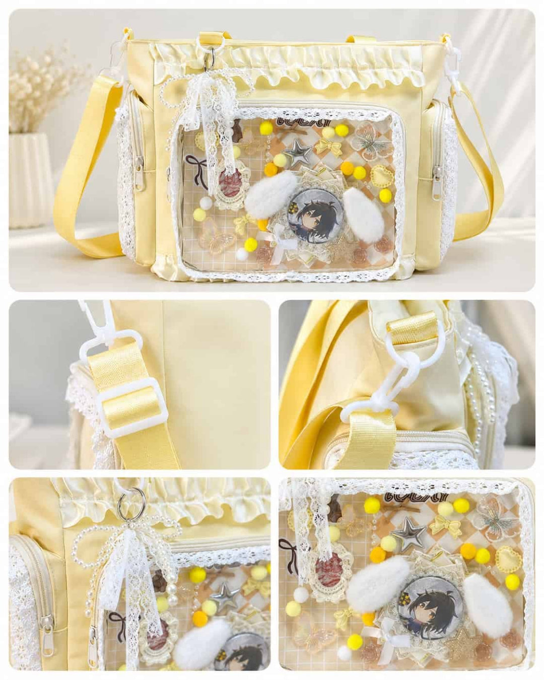 Itamoon Ita Bag – Cute Kawaii Frill Lace Clear Window Tote Bag