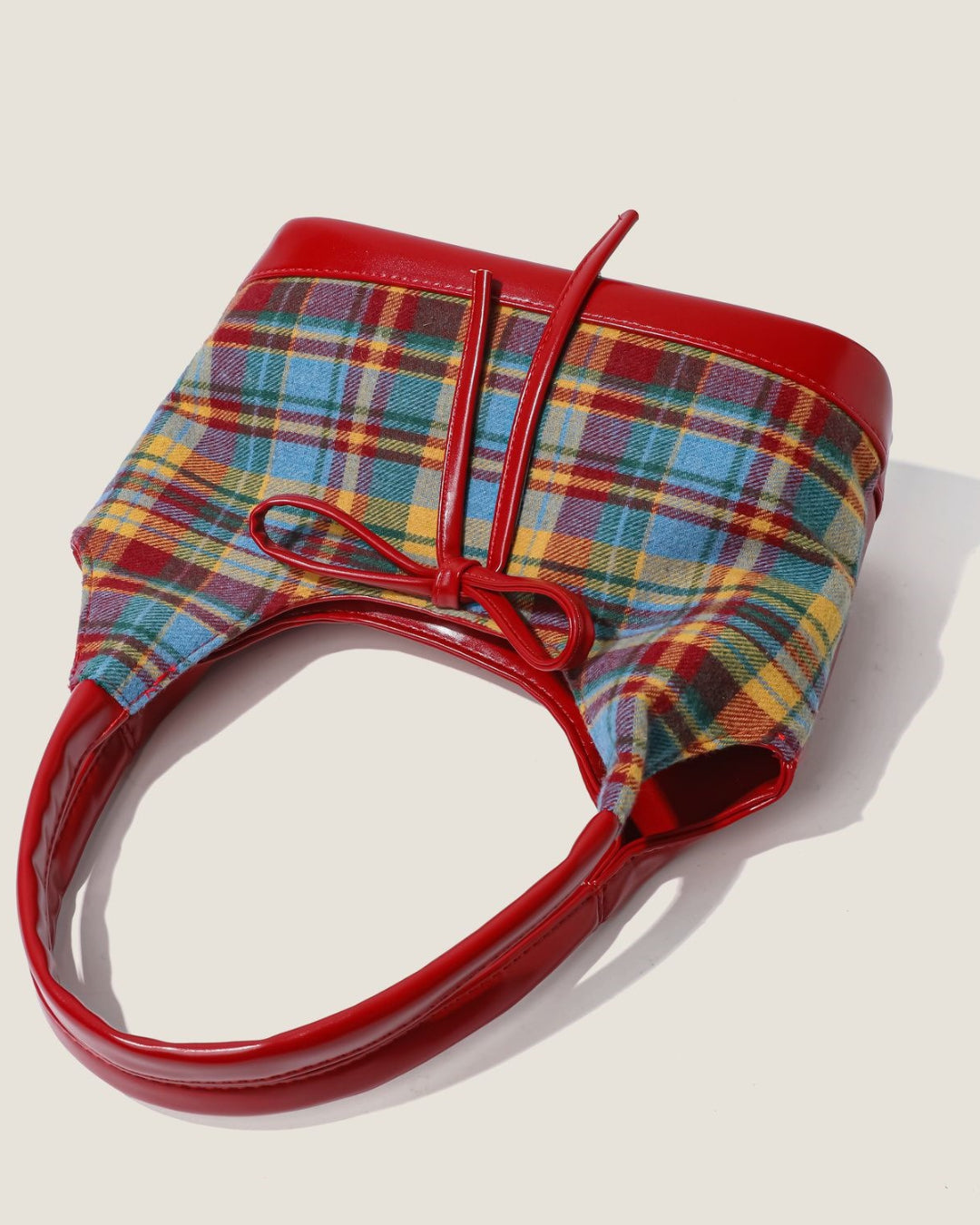 Itamoon Kawaii Handbag Plaid Cute Bow Tote