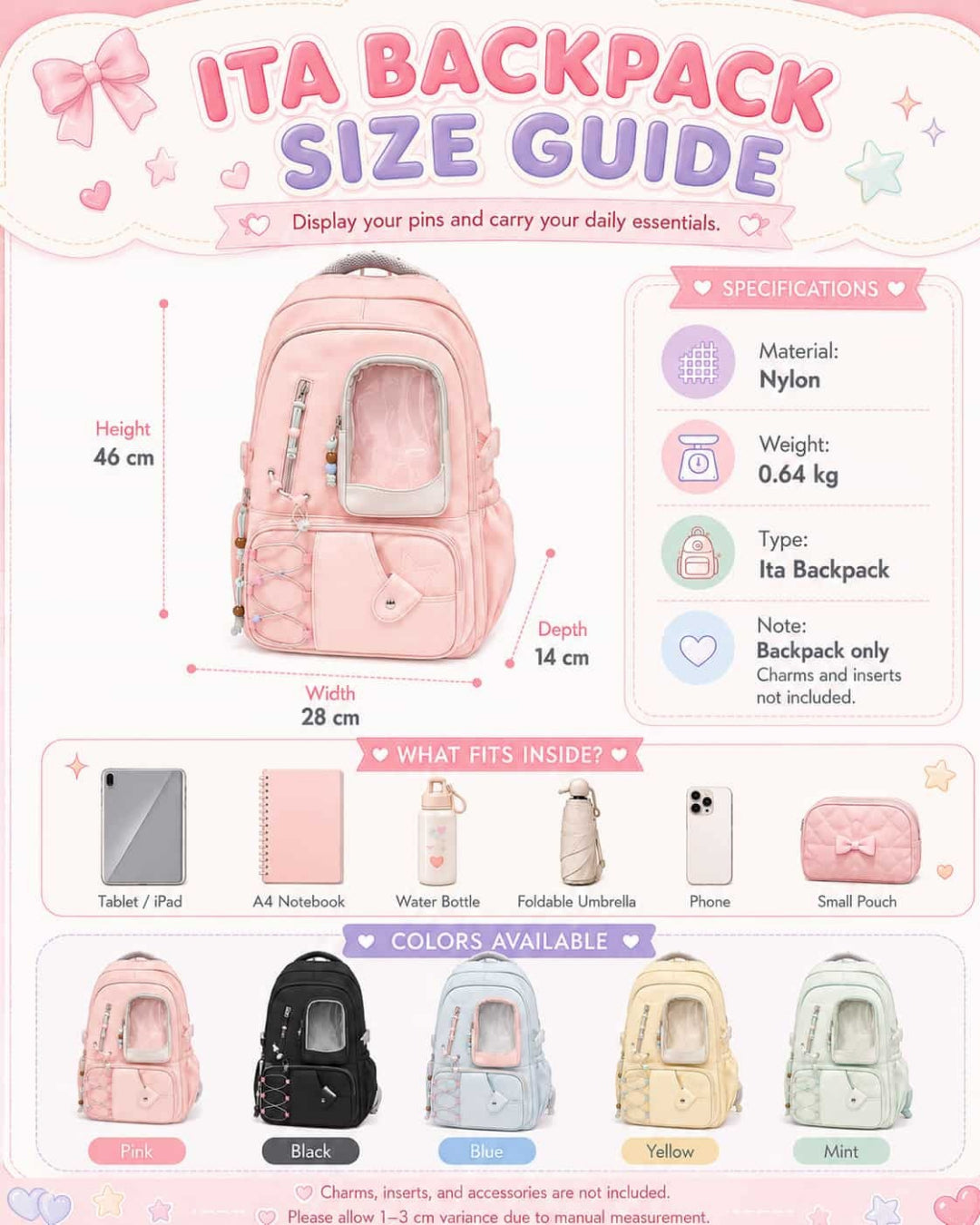 Itamoon Ita Bag Backpack – Cute Kawaii Clear Window School Bag