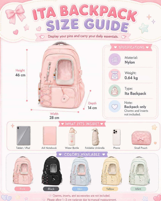 Itamoon Ita Bag Backpack – Cute Kawaii Clear Window School Bag