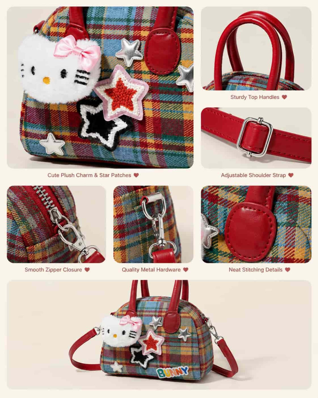 Itamoon Ita Bag – Cute Kawaii Plaid Bunny Mini Tote