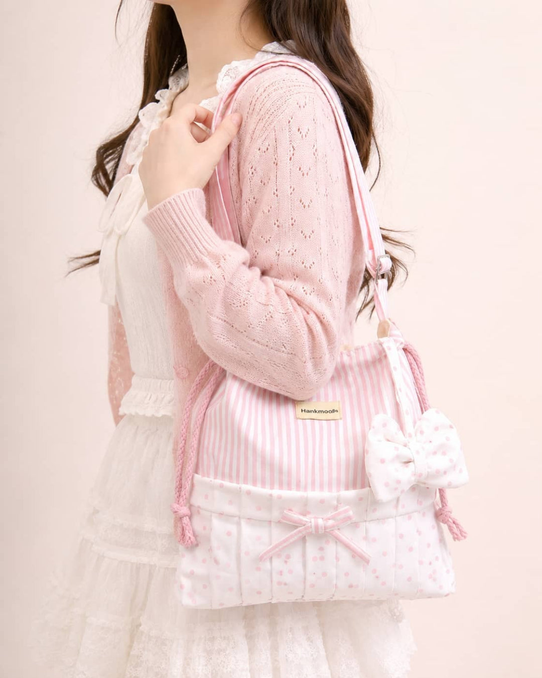 Itamoon Bow Bag – Cute Kawaii Pink Stripe Shoulder Bag