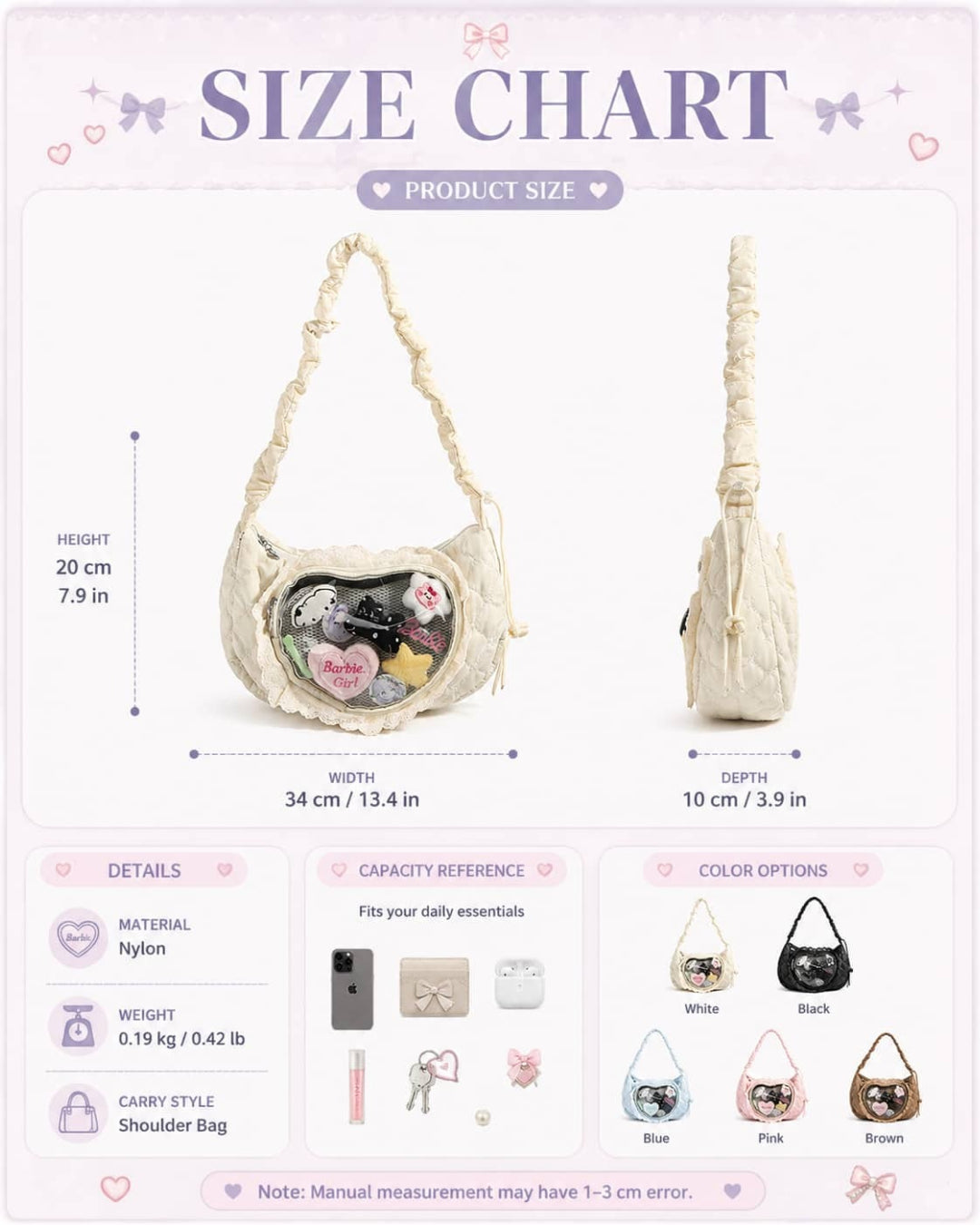Itamoon Ita Bag – Cute Kawaii Ruffle Crescent Clear Window Shoulder Bag