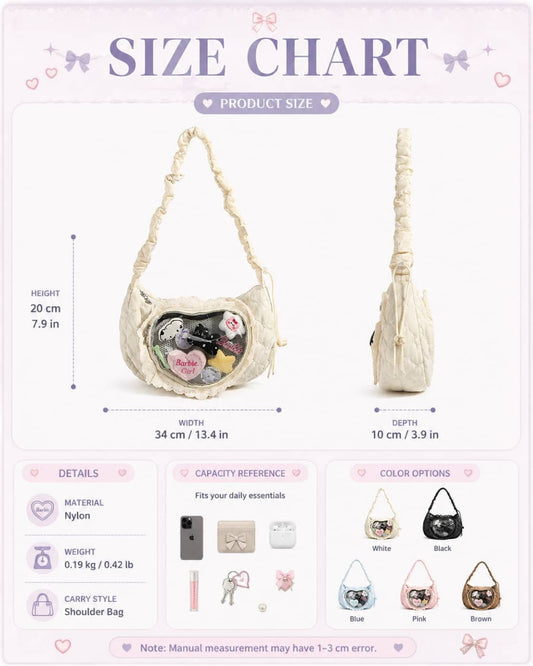 Itamoon Ita Bag – Cute Kawaii Ruffle Crescent Clear Window Shoulder Bag