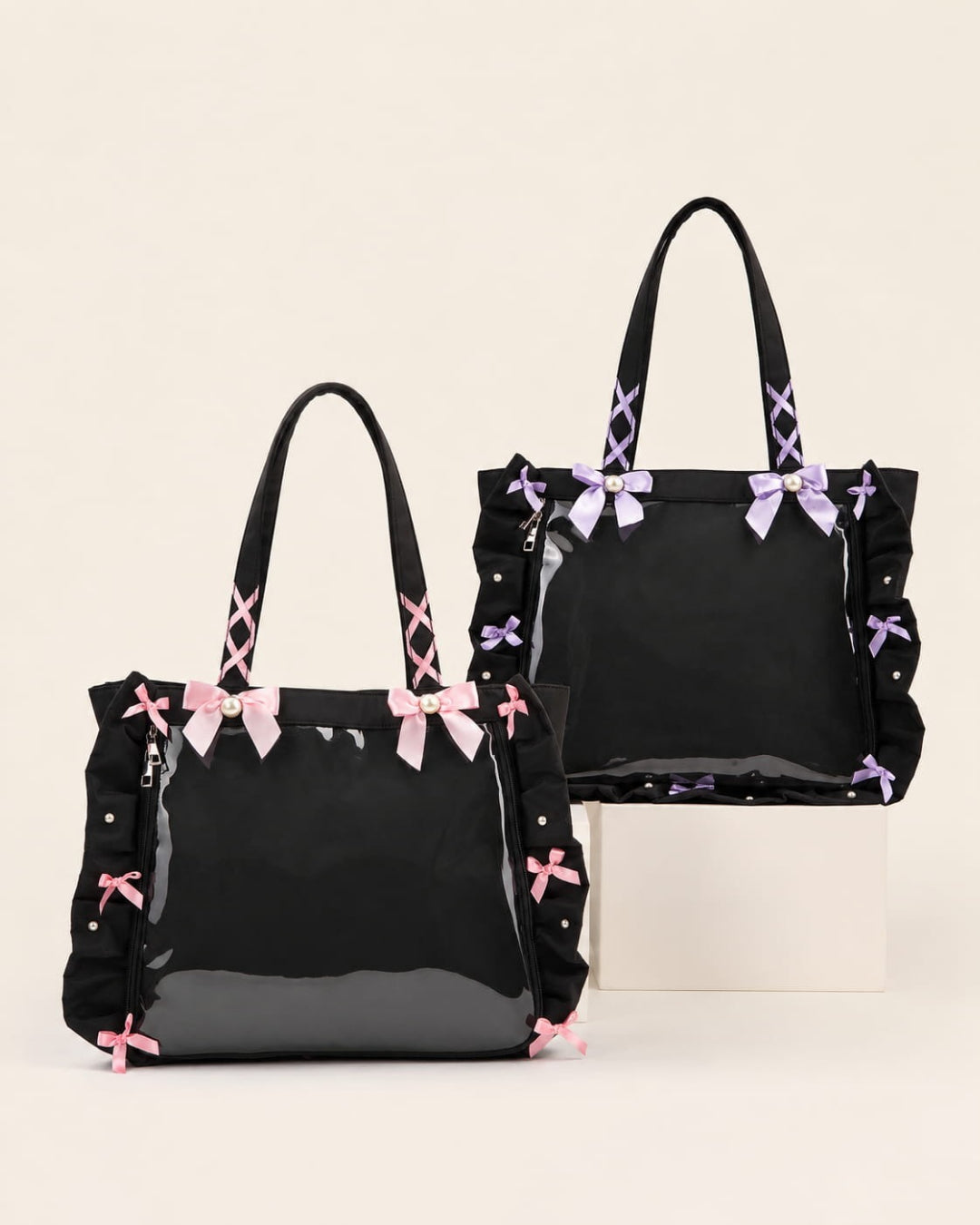 Itamoon Ita Bag Tote – Cute Kawaii Ruffle Bow Clear Window Bag