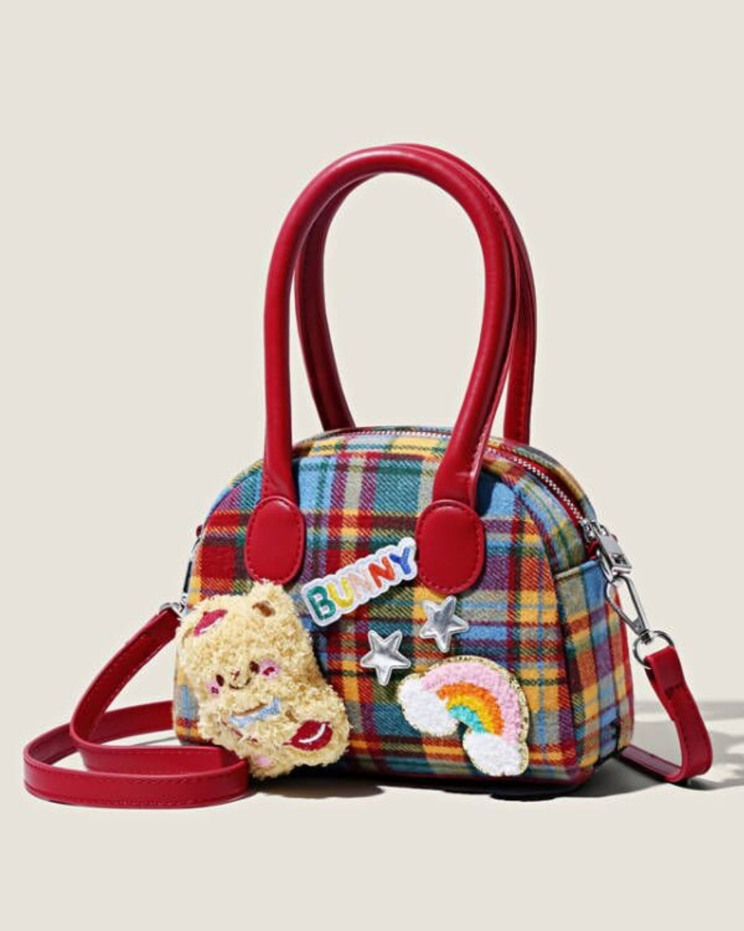 Itamoon Colorful Plaid Mini Boston Handbag Bag