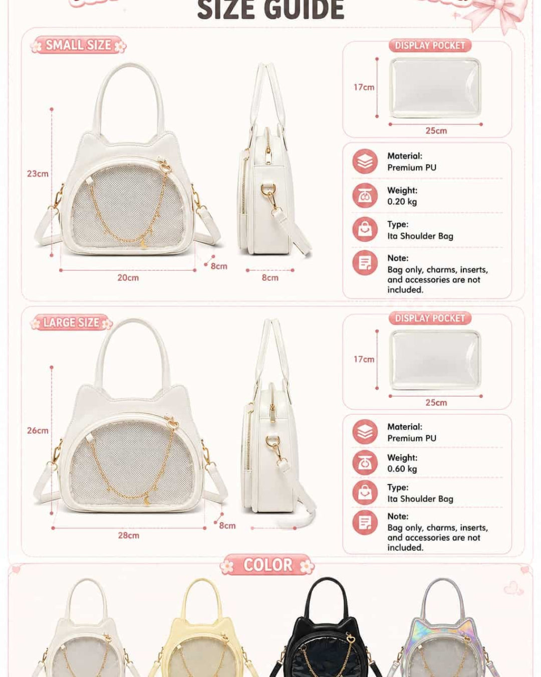 Itamoon Ita Bag – Cute Kawaii Cat Ear Clear Window Shoulder Bag