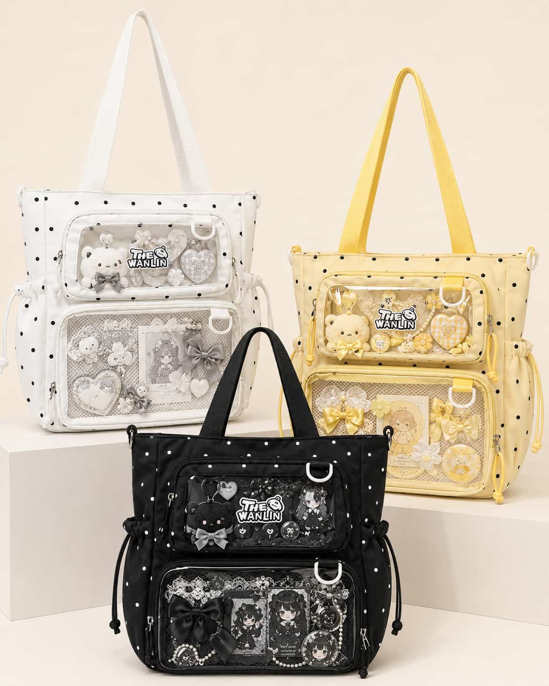 Itamoon Ita Bag – Cute Kawaii Polka Dot Clear Window Shoulder Bag
