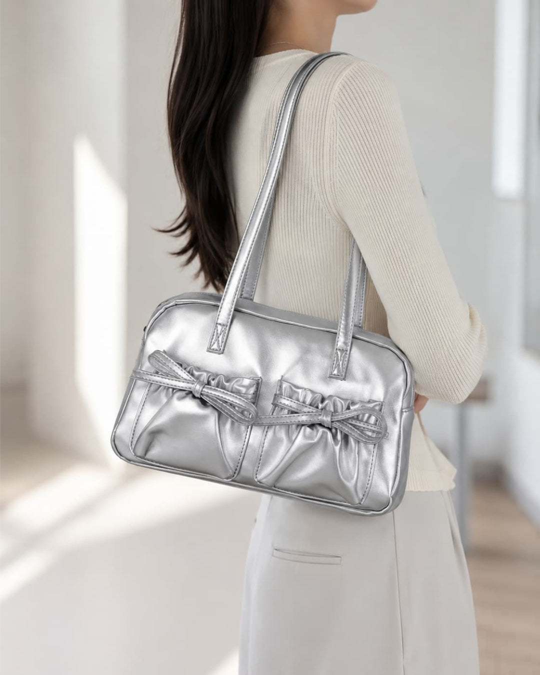 Itamoon Bow Shoulder Bag – Cute Kawaii Mini Baguette Handbag
