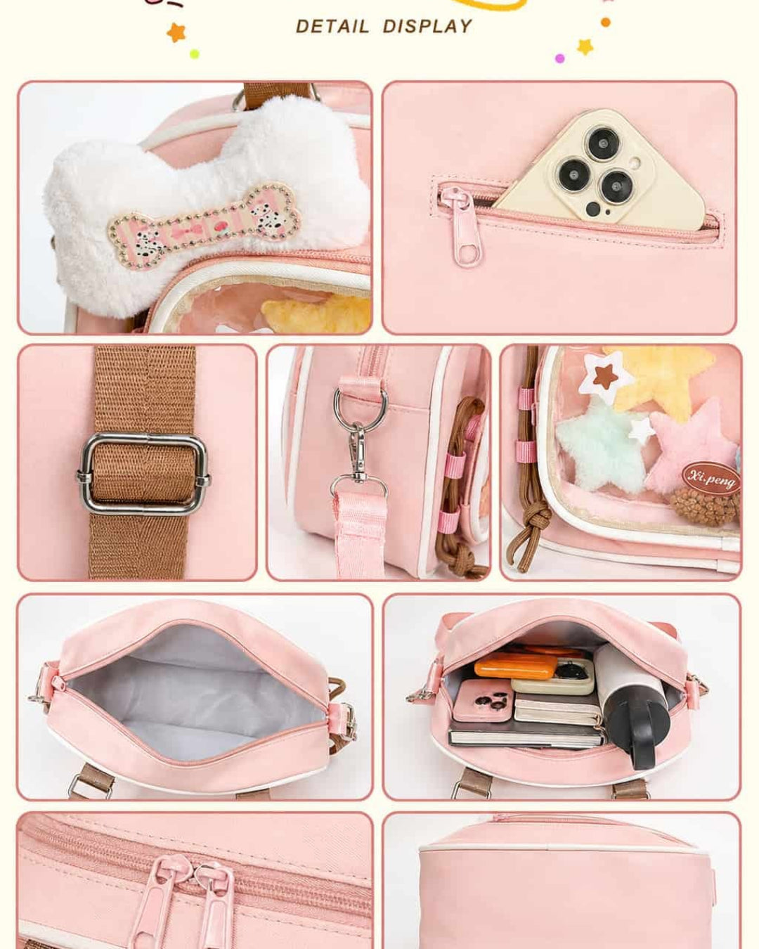 Itamoon Ita Bag – Cute Kawaii Clear Window Plush Display Shoulder Bag