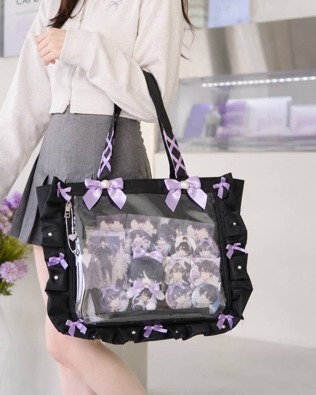 Itamoon Ita Bag Tote – Cute Kawaii Ruffle Bow Clear Window Bag