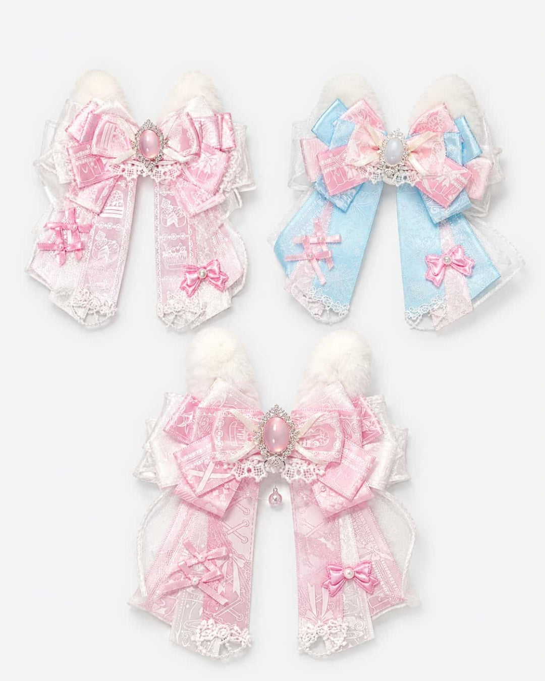Itamoon Brooch – Kawaii Bunny & Cat Ear Ribbon Bow Pin