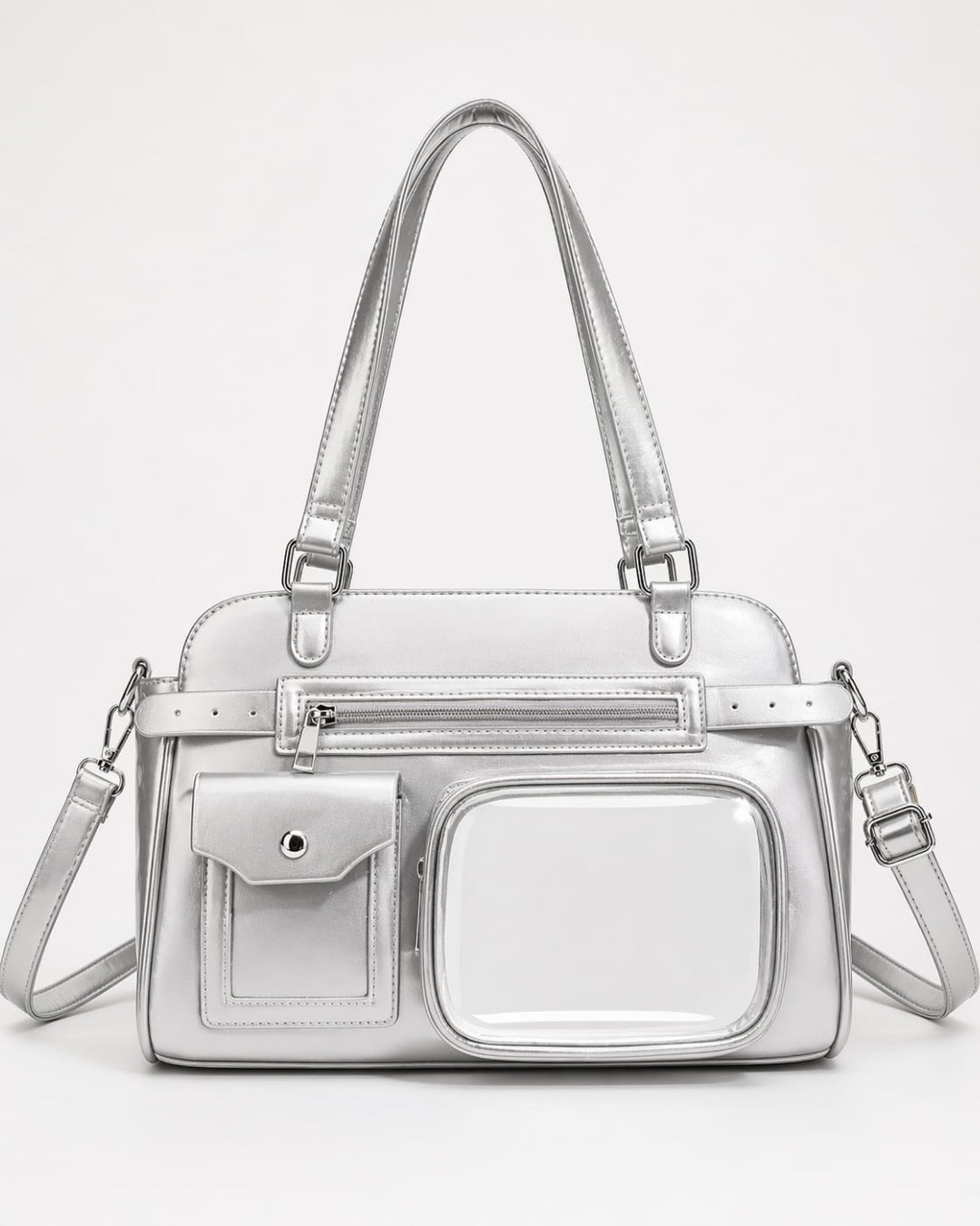 Itamoon Vintage Glossy Ita Bag Handbag with Clear Display Pockets