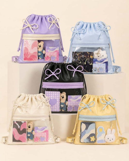 Itamoon Ita Bag – Cute Kawaii Clear Window Drawstring Backpack