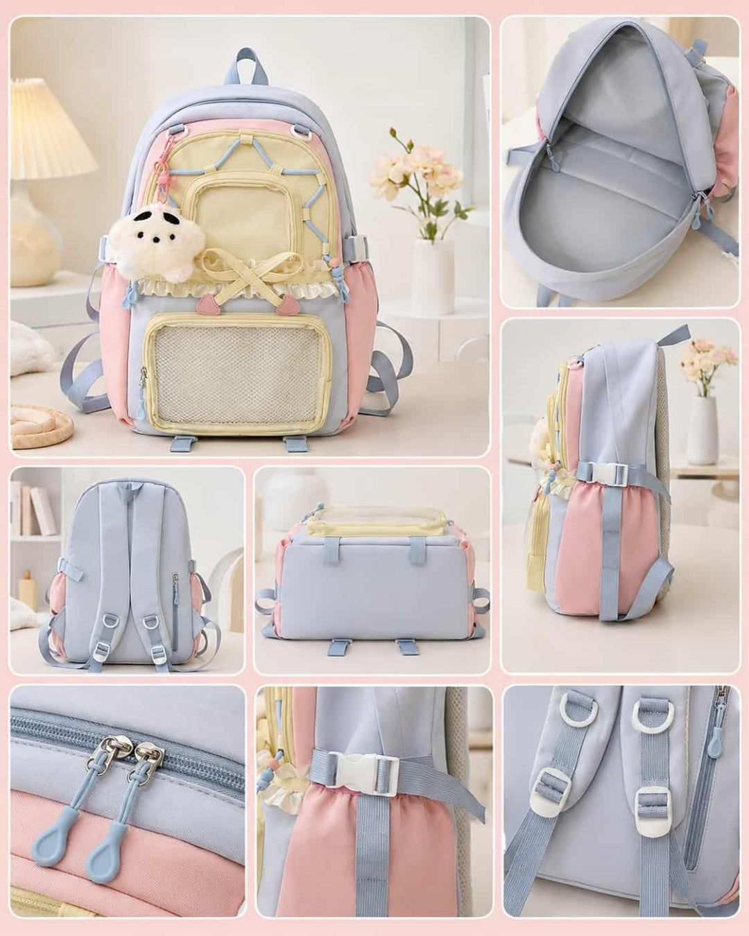 Itamoon Ita Bag Backpack – Cute Kawaii Lace-Up Double Clear Window Backpack