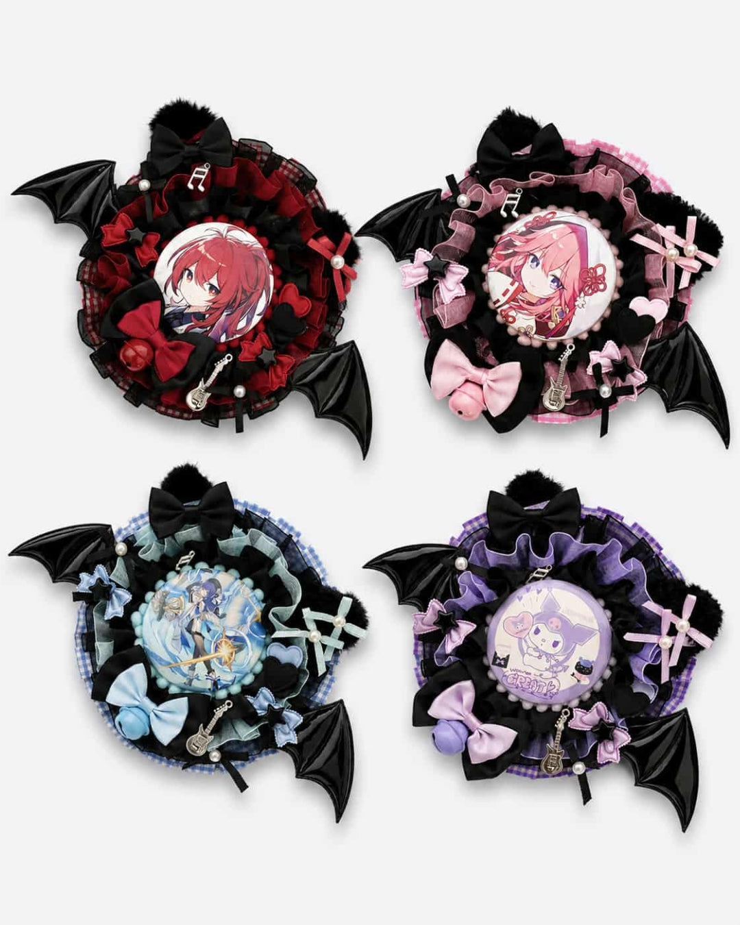 Itamoon Holder – Gothic Bat Wing Ita Badge Rosette