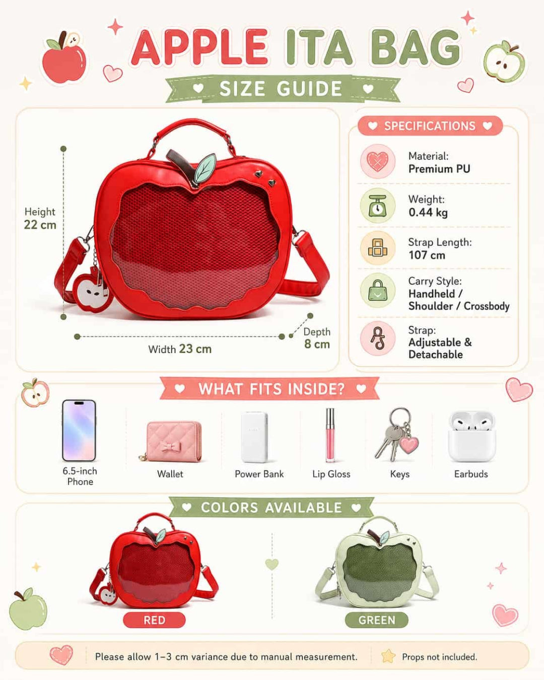 Itamoon Ita Bag – Cute Kawaii Apple Clear Window Shoulder Bag