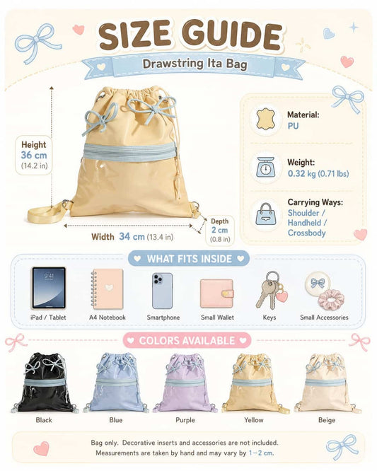 Itamoon Ita Bag – Cute Kawaii Clear Window Drawstring Backpack