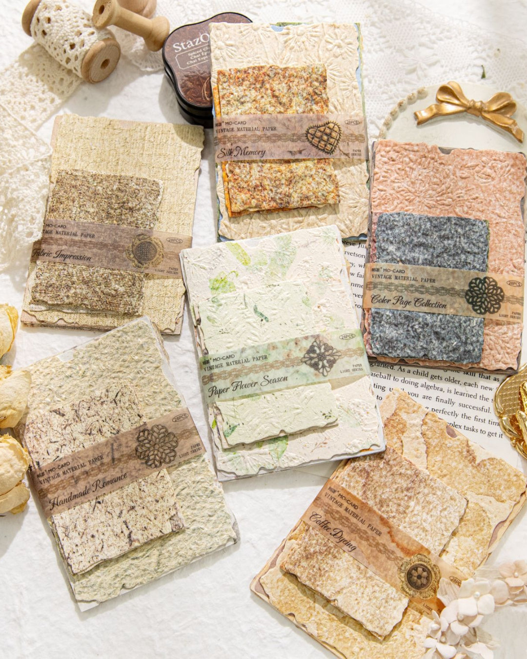 Itamoon Decor – Paper Light Vintage Relief Fabric Collage Paper