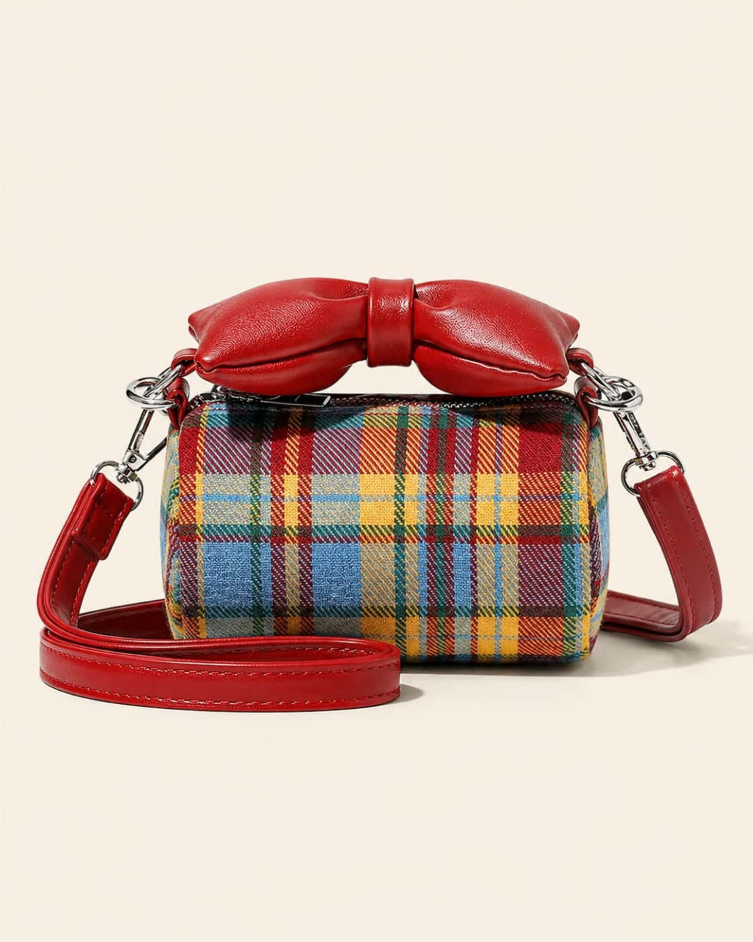 Itamoon Plaid Bow Crossbody Bag – Cute Kawaii Mini Cylinder Bag