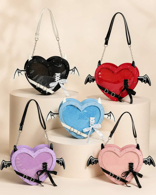 Itamoon Ita Bag – Cute Kawaii Heart Bat Wing Clear Window Bag
