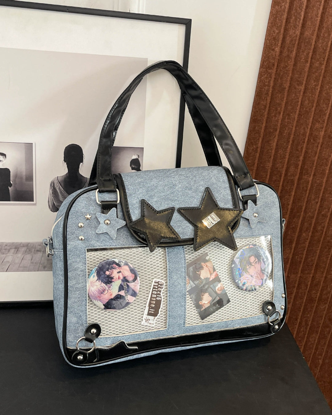 Itamoon Star Detail Ita Bag with Clear Display Pocket Shoulder Bag